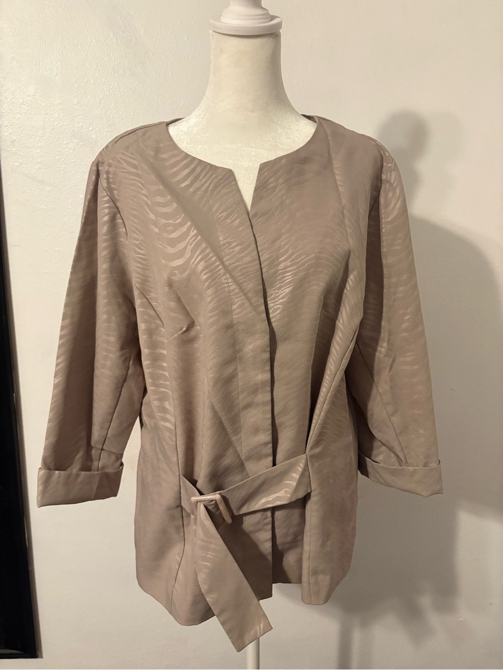Milano Blush Taupe Satin Tie-Waist Jacket